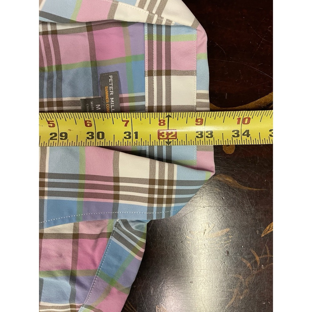Peter Millar Summer Comfort Performance Mens Pink Blue Plaid Button Up Shirt M - Picture 14 of 14